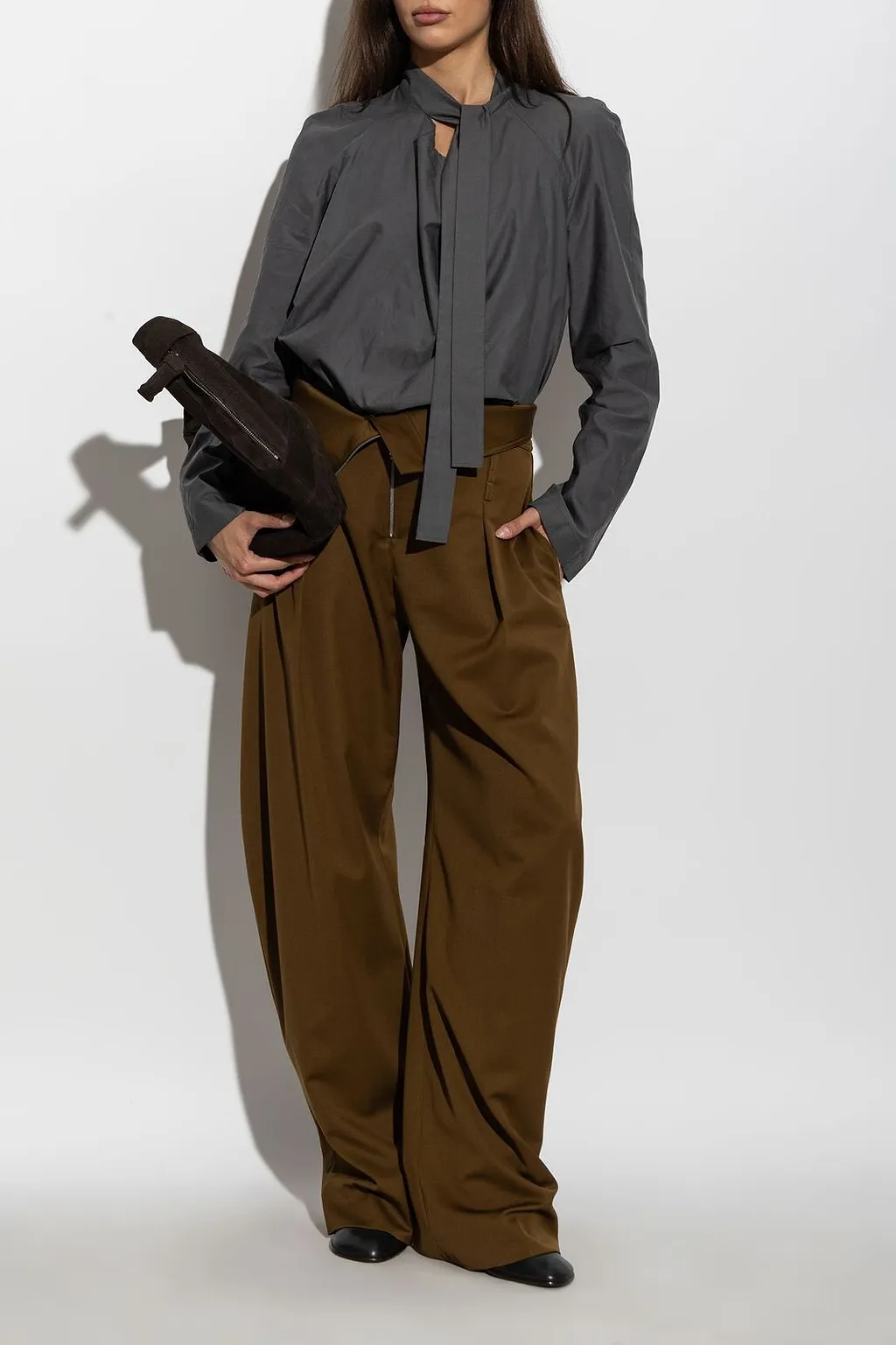 Lemaire Tie-Neck Long-Sleeve Top