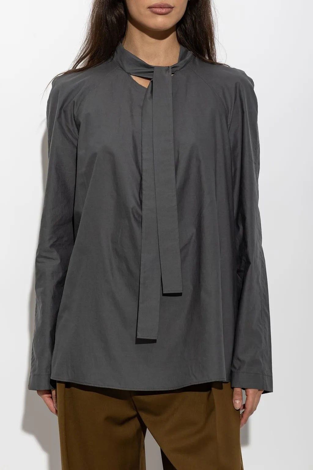 Lemaire Tie-Neck Long-Sleeve Top