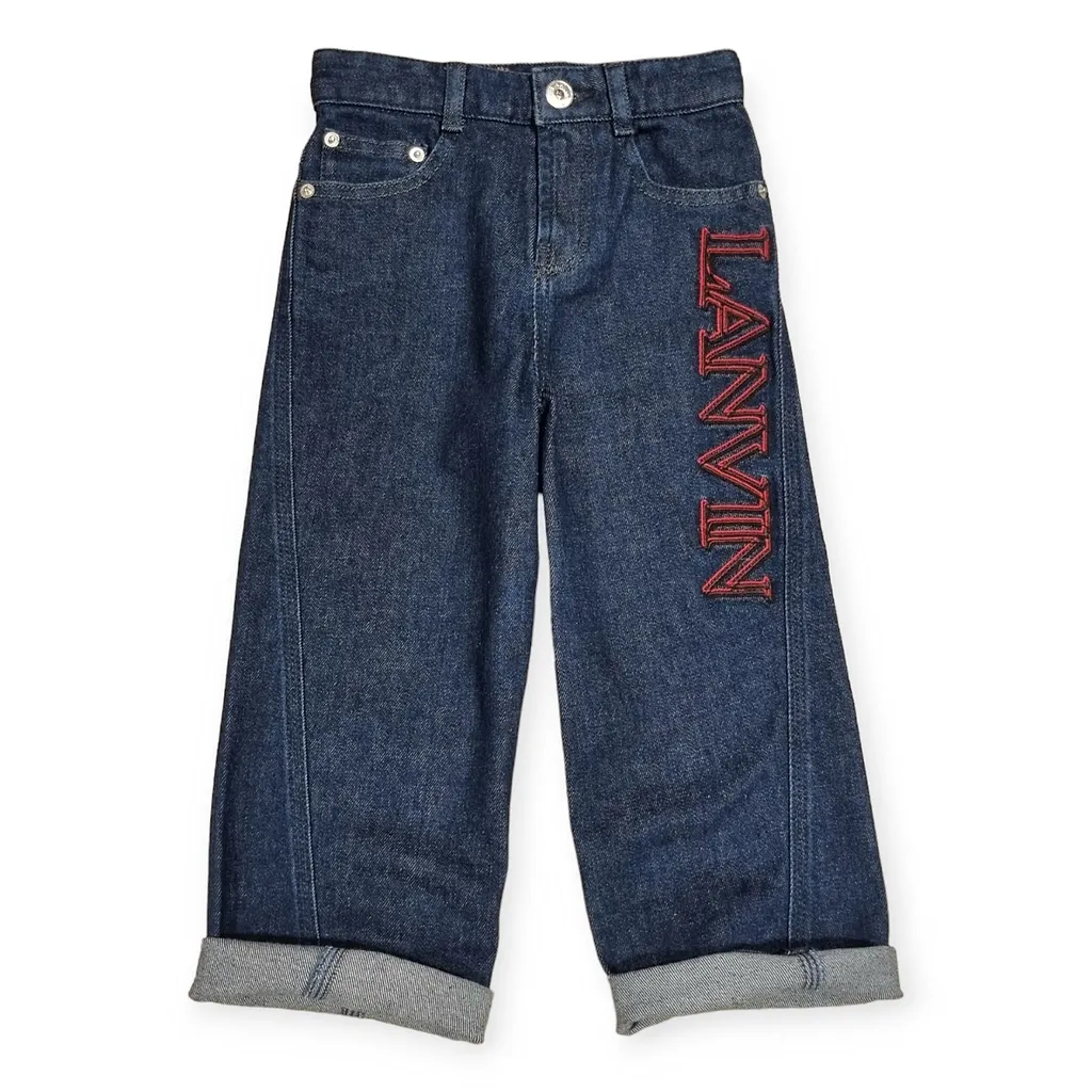 Lanvin Enfant Logo Embroidered Straight Leg Jeans