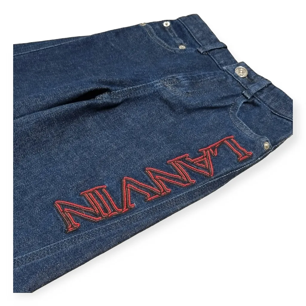 Lanvin Enfant Logo Embroidered Straight Leg Jeans