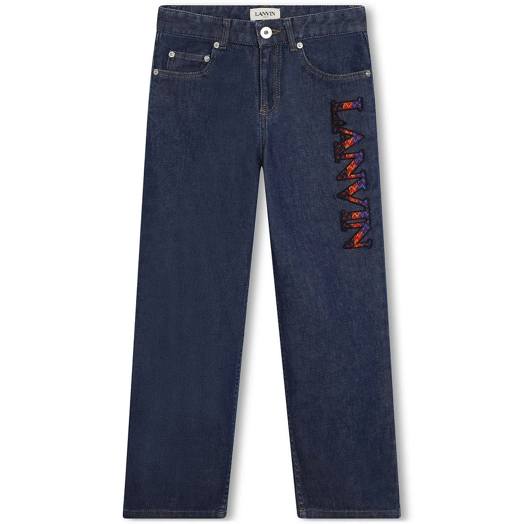 Lanvin Enfant Logo-Embroidered Jeans