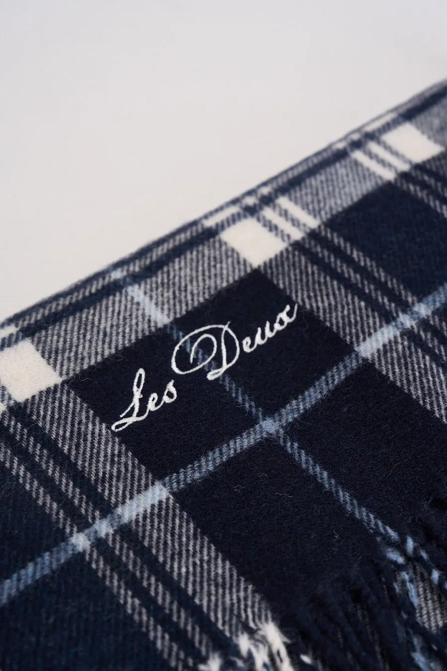 Les Deux Checked Fringed Scarf