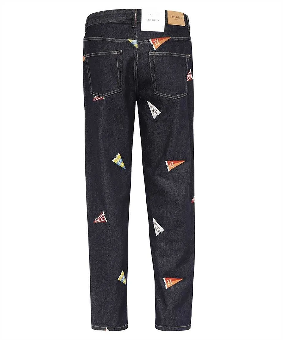 Les Deux Embroidered Straight-Leg Jeans