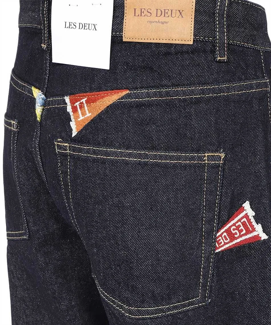 Les Deux Embroidered Straight-Leg Jeans