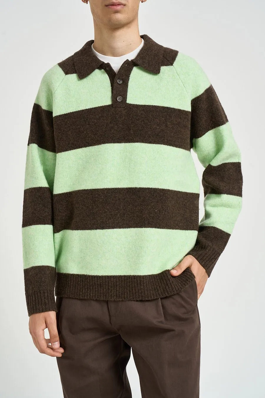Les Deux Striped Long-Sleeve Polo Shirt