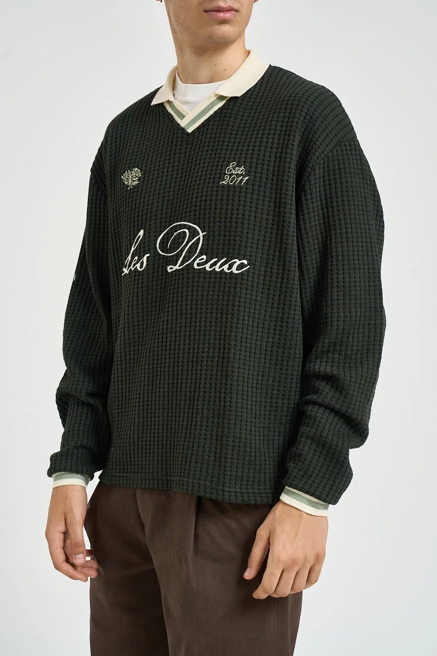 Les Deux Waffle Logo Knitted Sweater