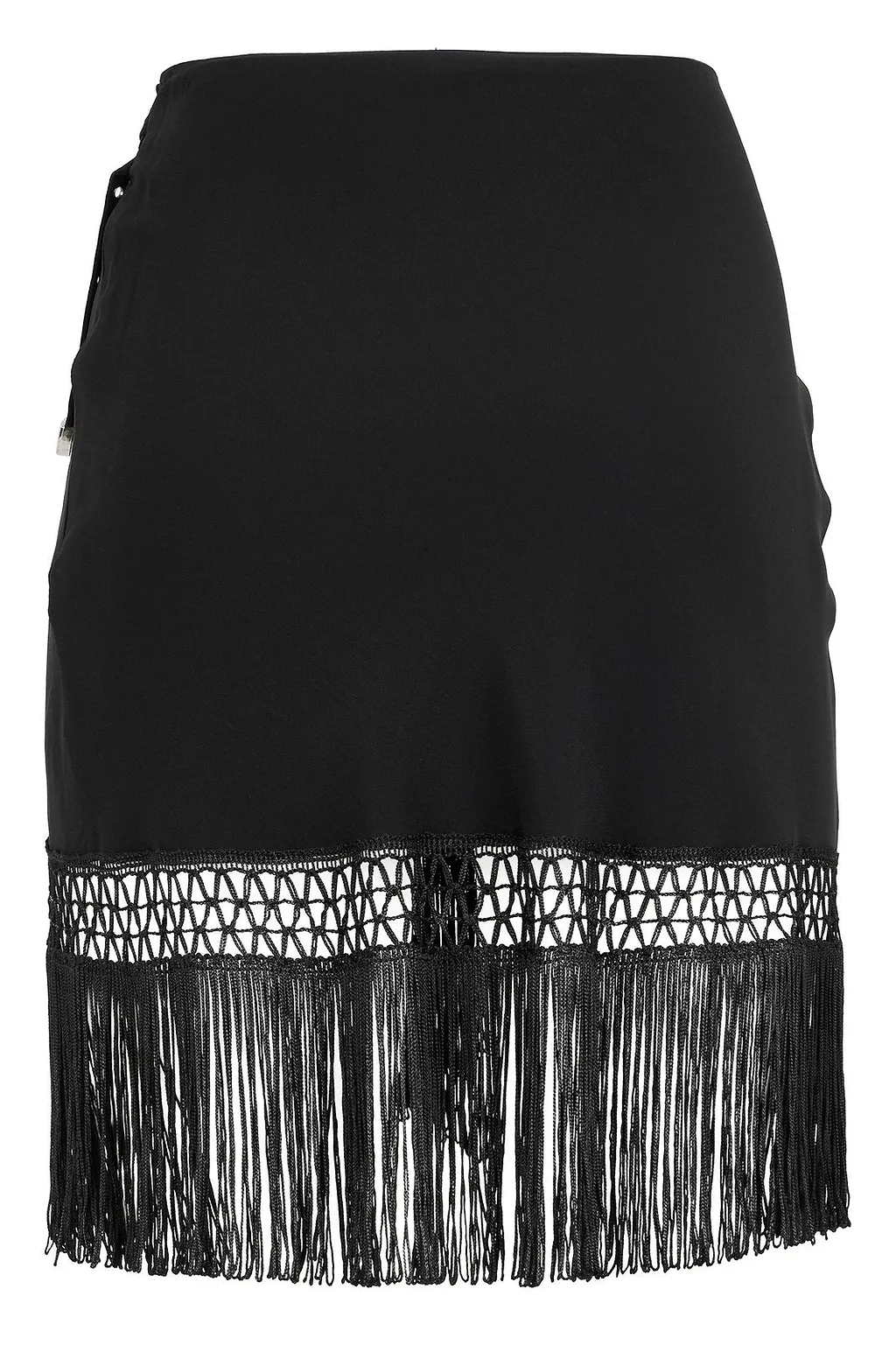 Fringed Asymmetric Mini Skirt