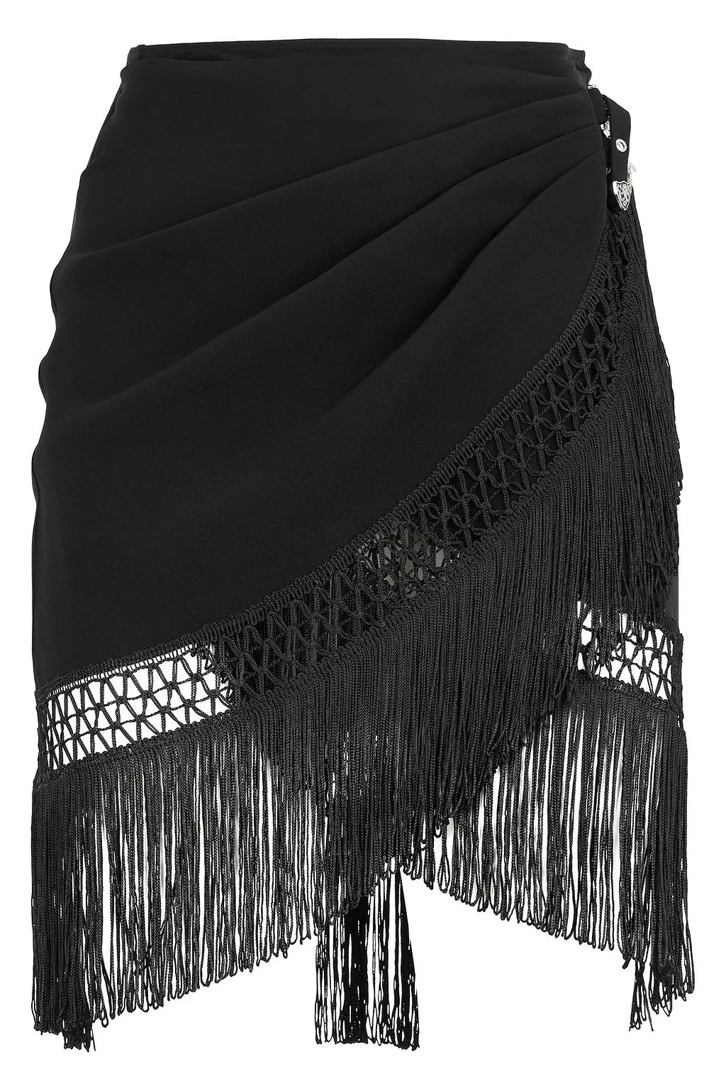 Fringed Asymmetric Mini Skirt
