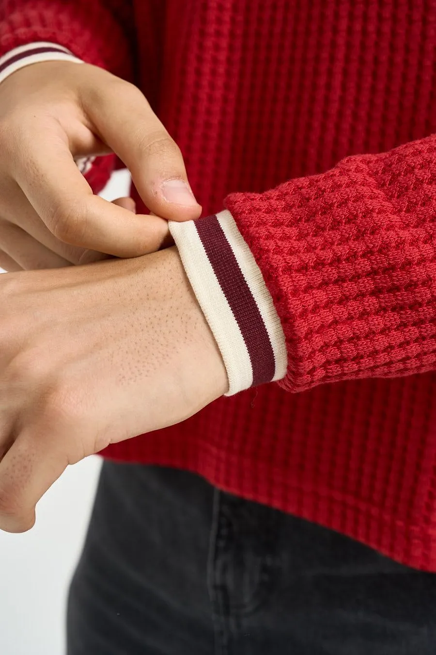 Les Deux Waffle V-Neck Knitted Sweater