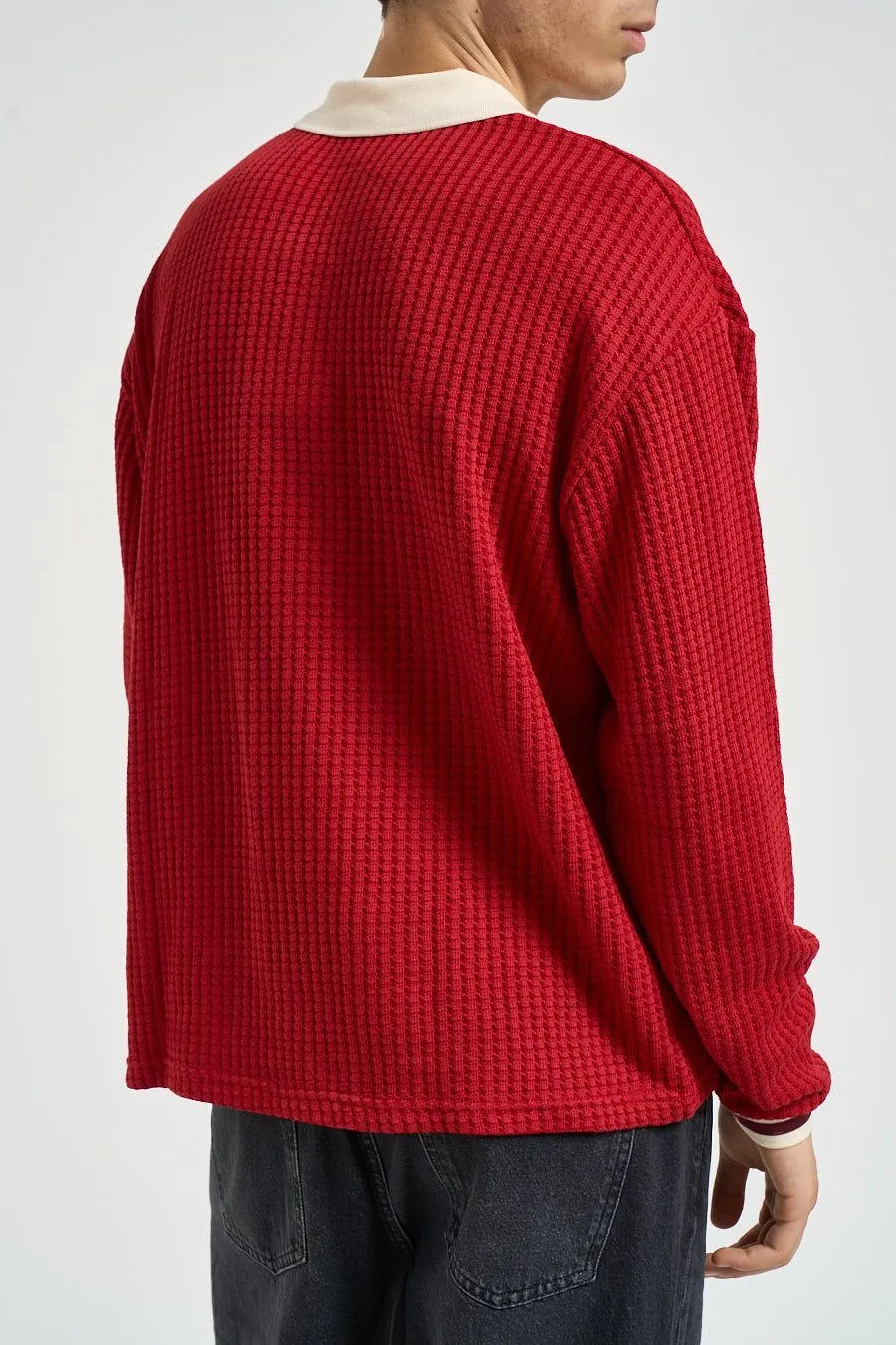 Les Deux Waffle V-Neck Knitted Sweater