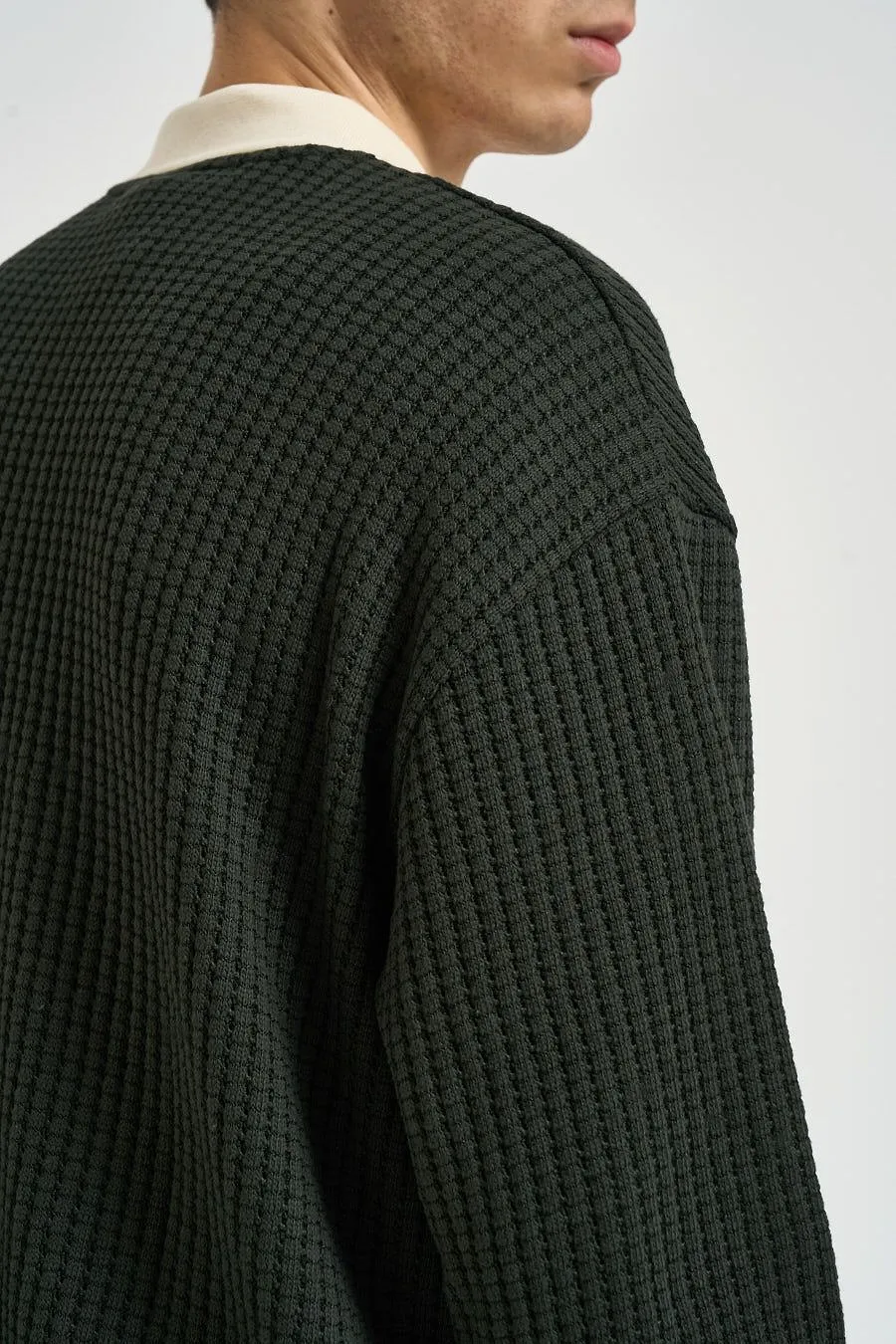 Les Deux Waffle Logo Knitted Sweater