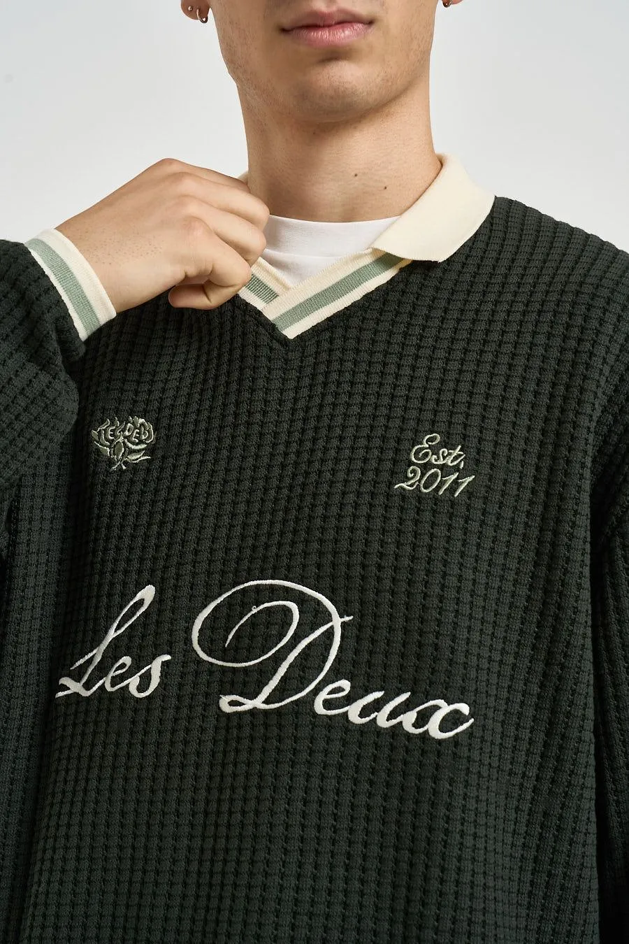 Les Deux Waffle Logo Knitted Sweater