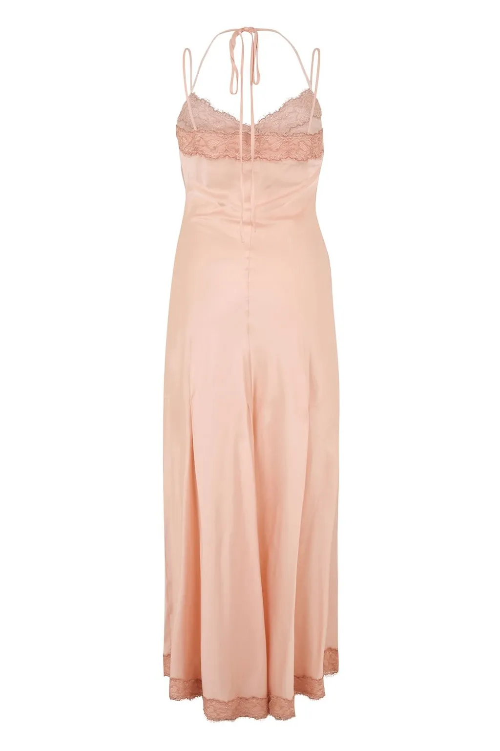 Lace Trim Satin Midi Dress