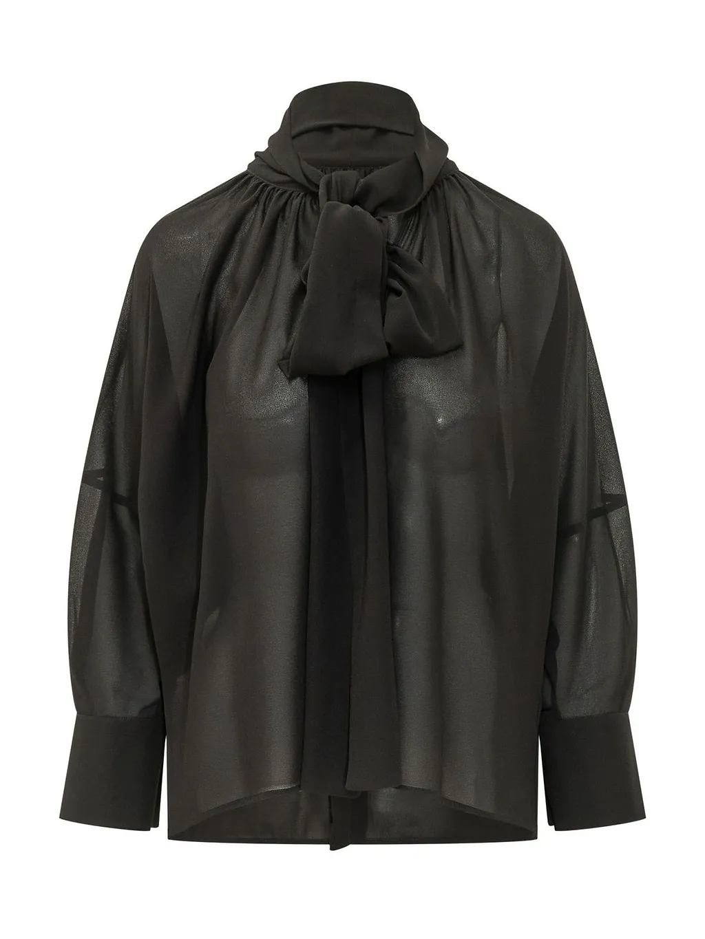 Le Sully Studio Scarf-Neck Sheer Blouse