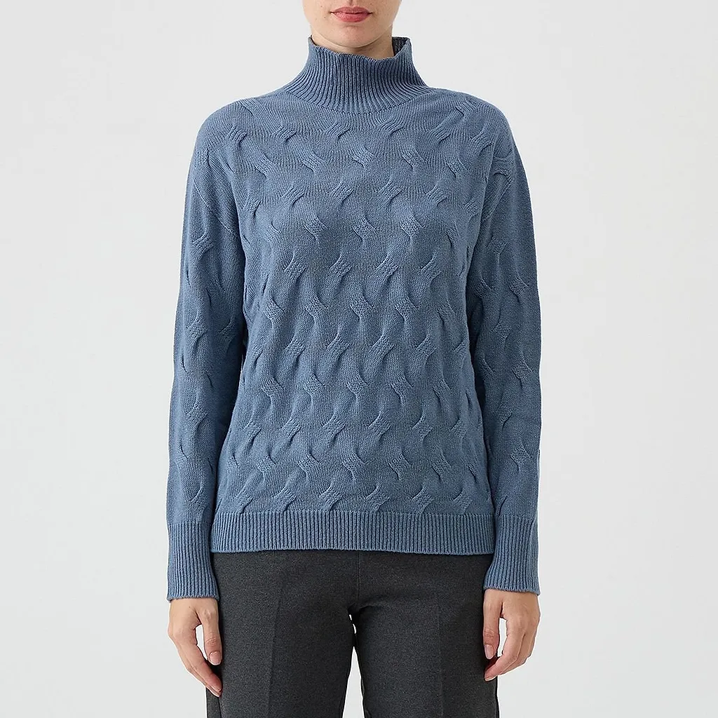 Le Tricot Perugia Cable Knit Turtleneck Sweater