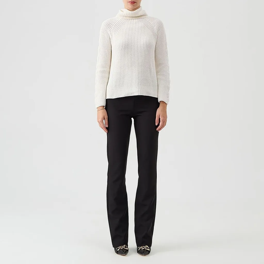 Le Tricot Perugia Cable-Sleeve Turtleneck Sweater