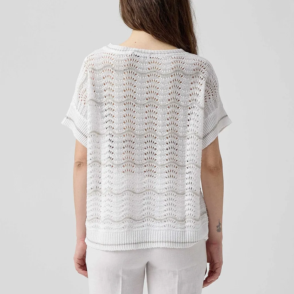Le Tricot Perugia Openwork Short-Sleeve Knitted Top