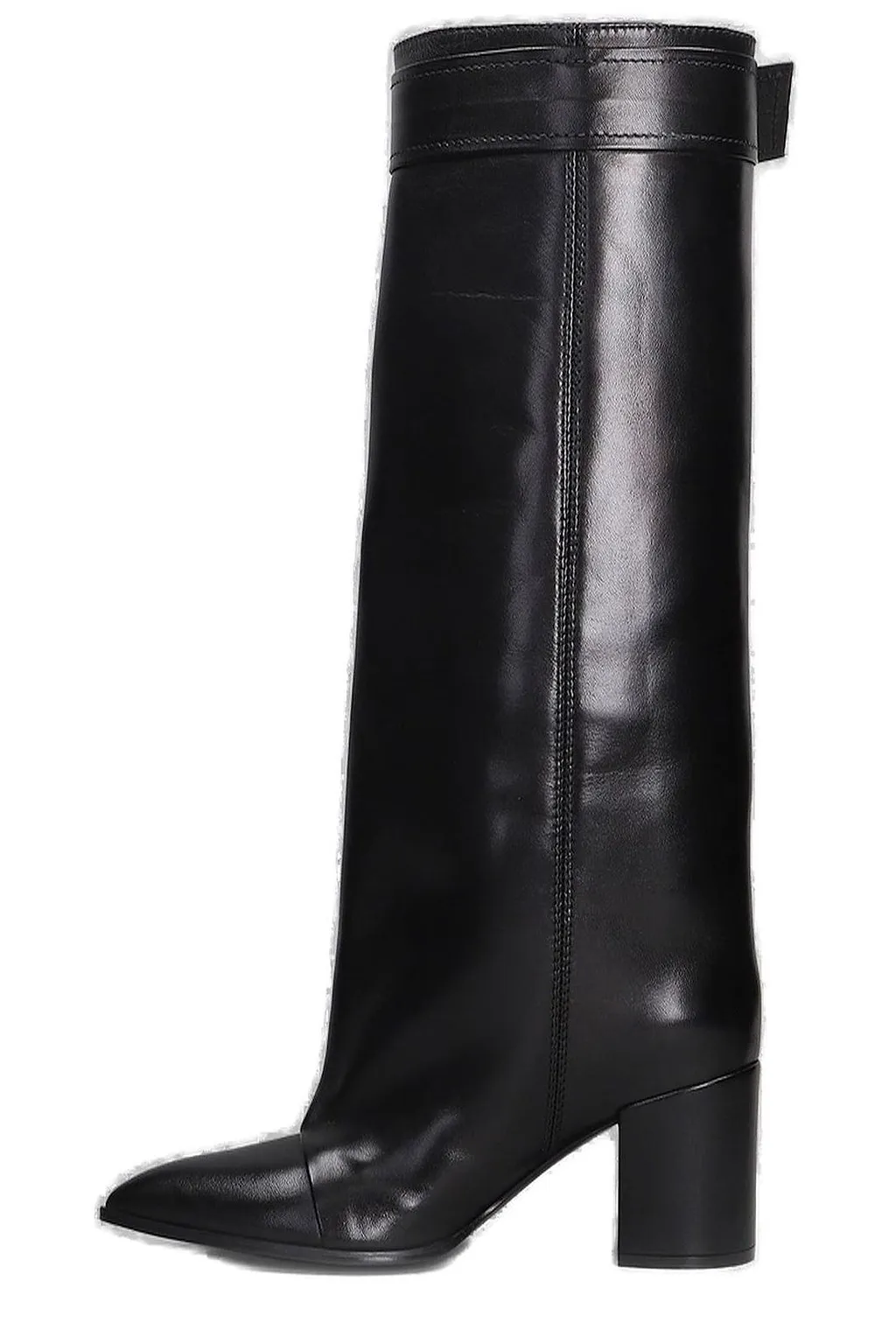 Lella Baldi Buckle-Strapped Pointed Toe Knee Boots
