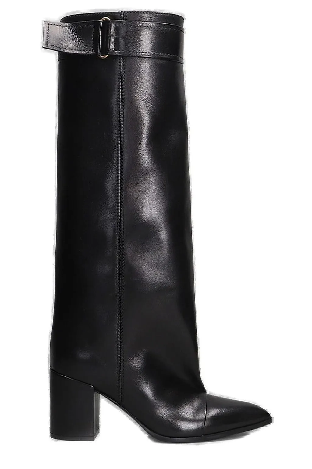 Lella Baldi Buckle-Strapped Pointed Toe Knee Boots