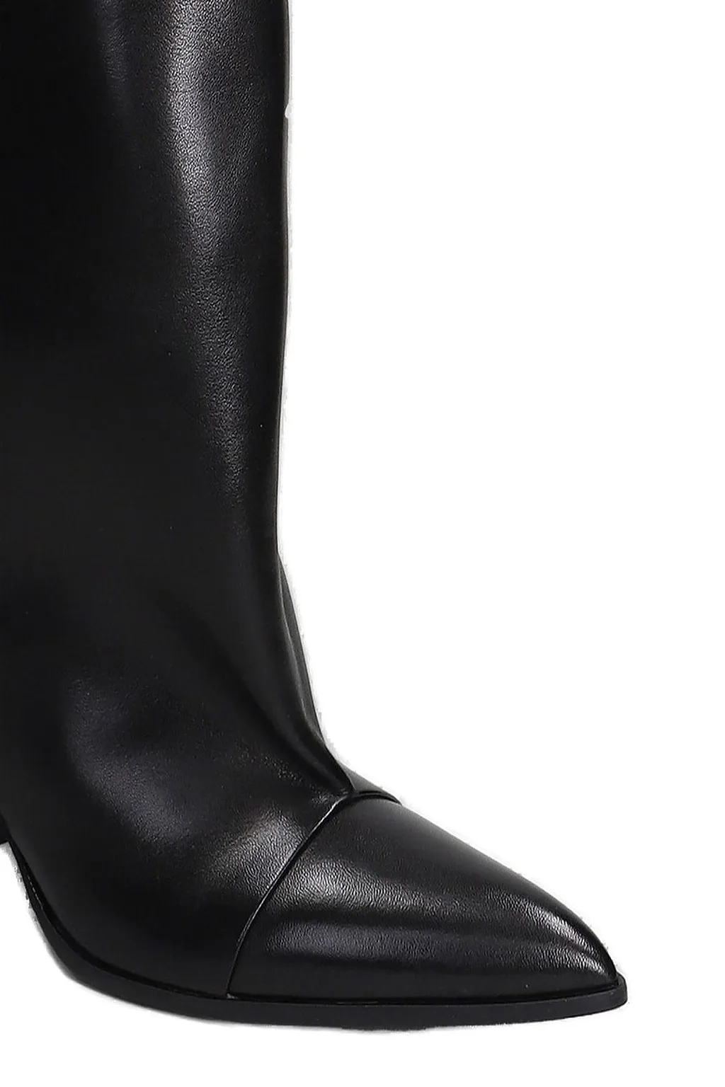 Lella Baldi Buckle-Strapped Pointed Toe Knee Boots