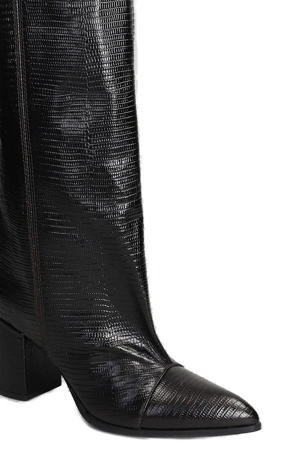 Lella Baldi Buckle-Strapped Pointed Toe Knee Boots