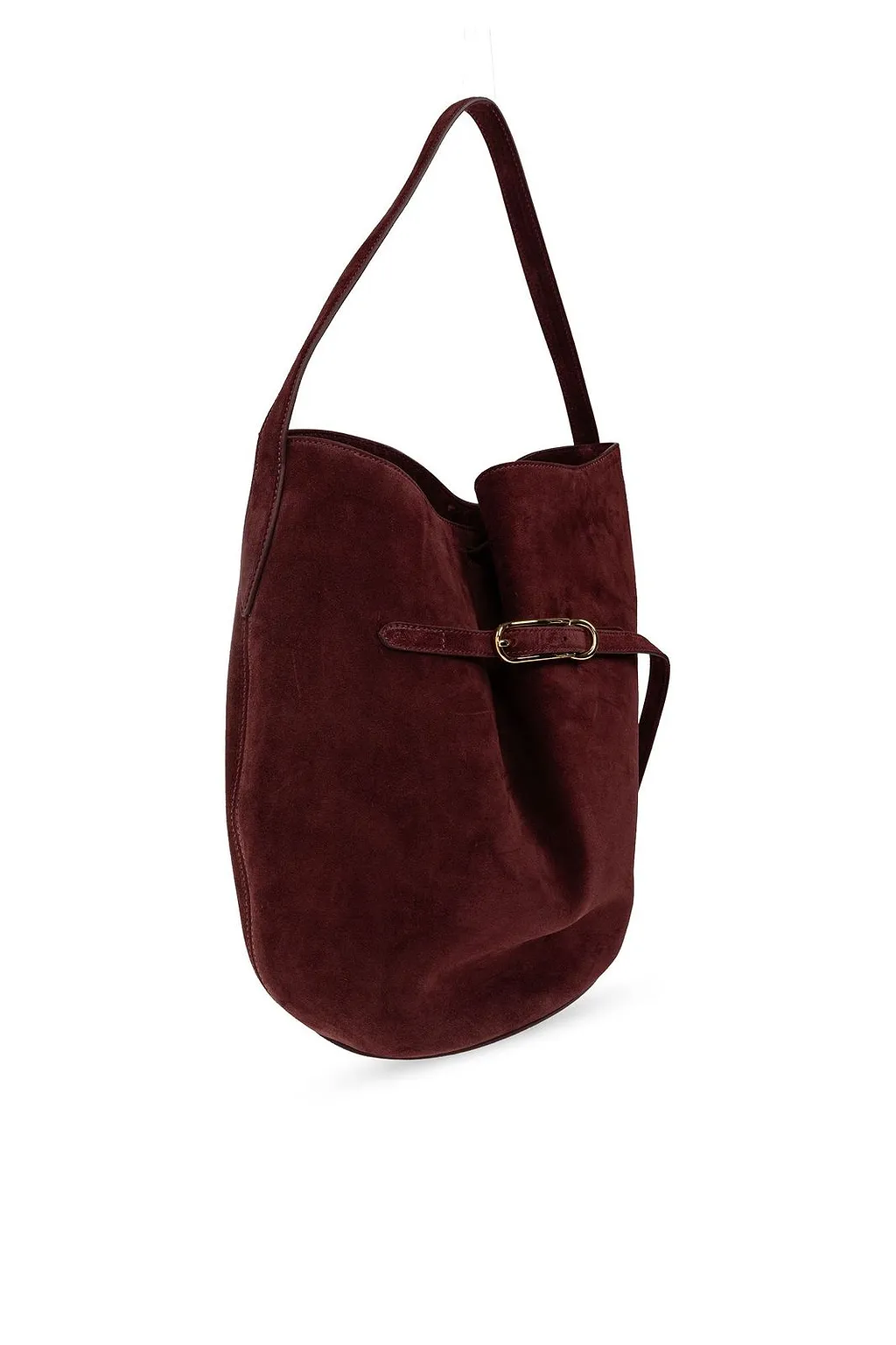 Buckled Suede Bucket Bag