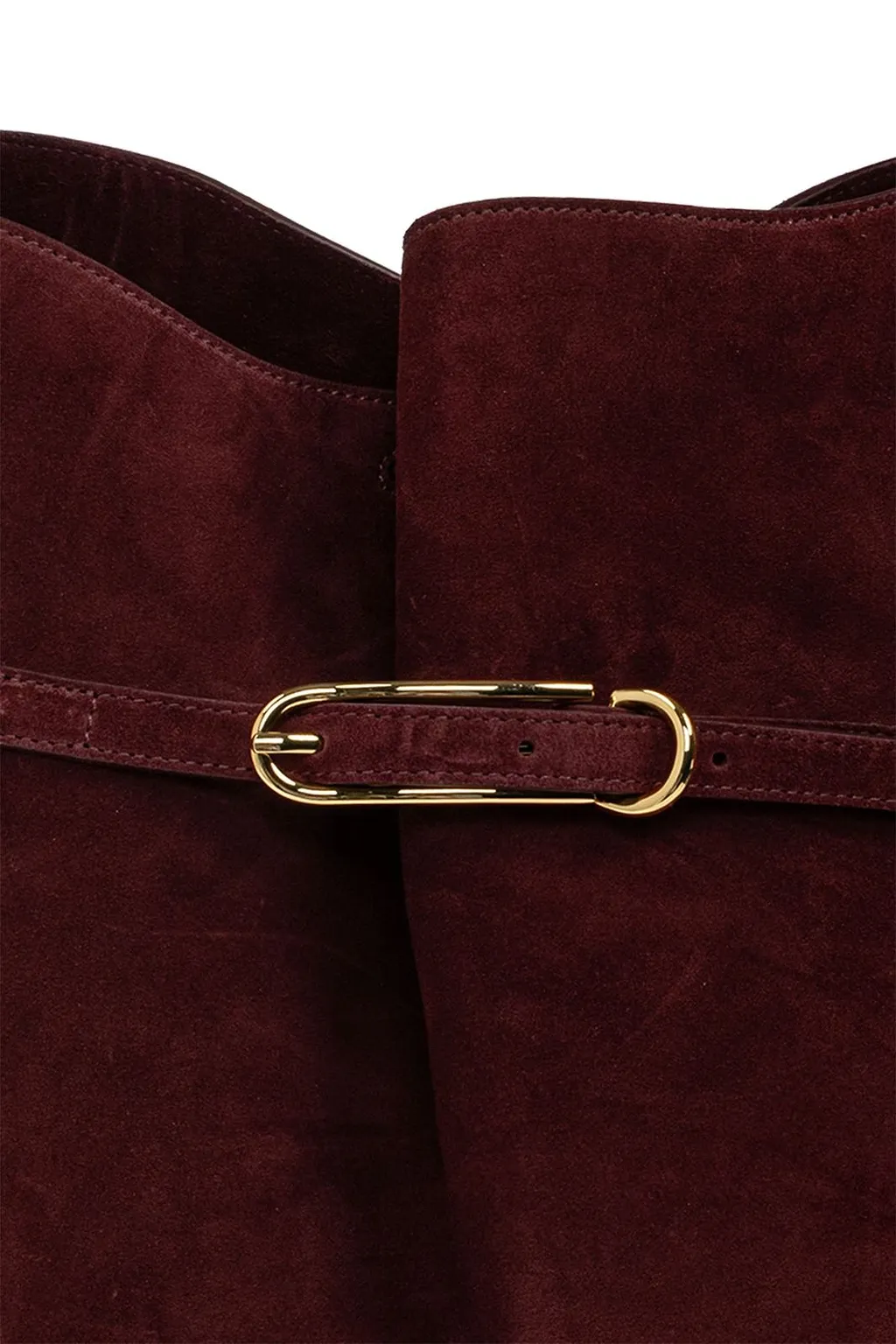 Buckled Suede Bucket Bag