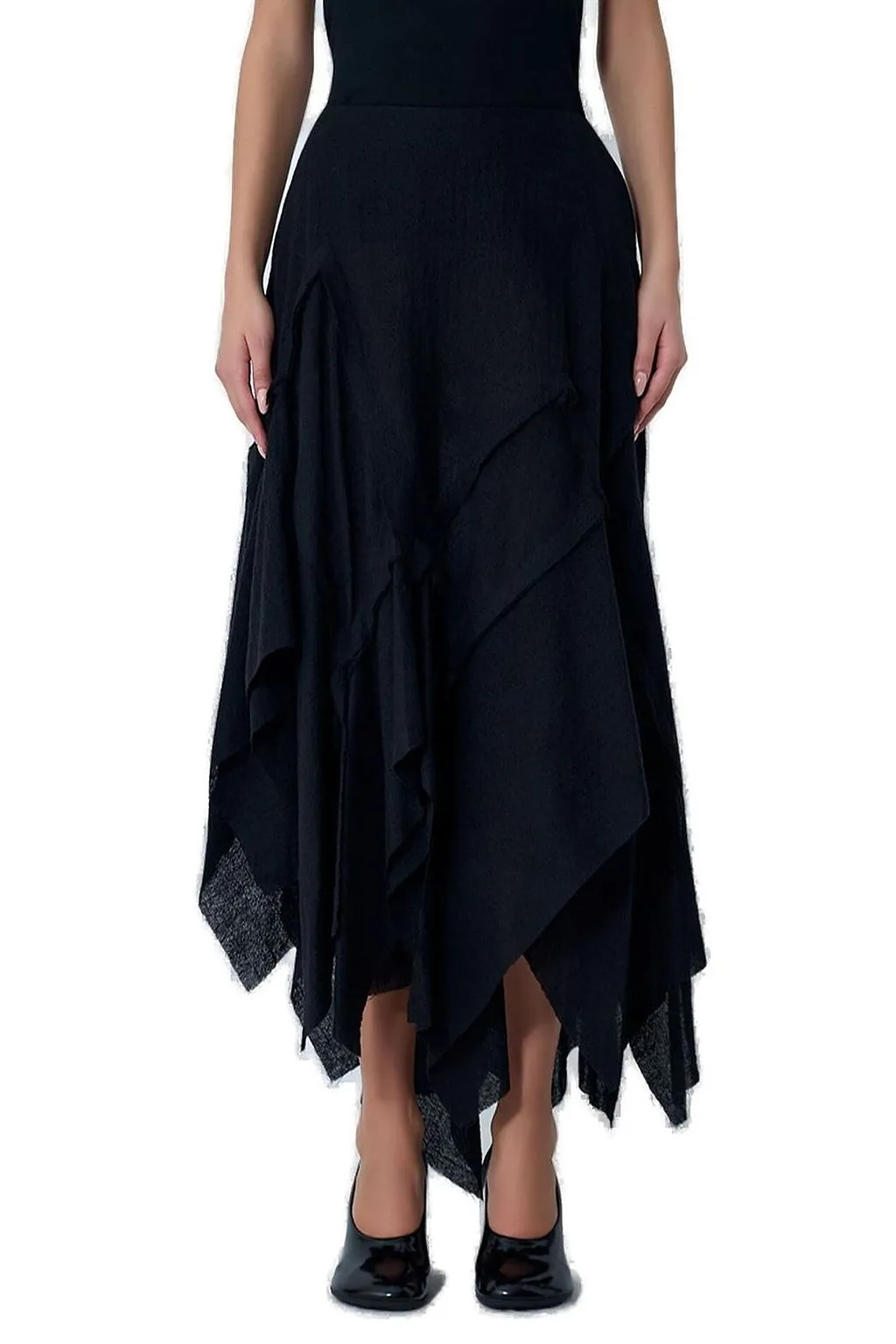 Limi Feu Draped Frilled Midi Skirt