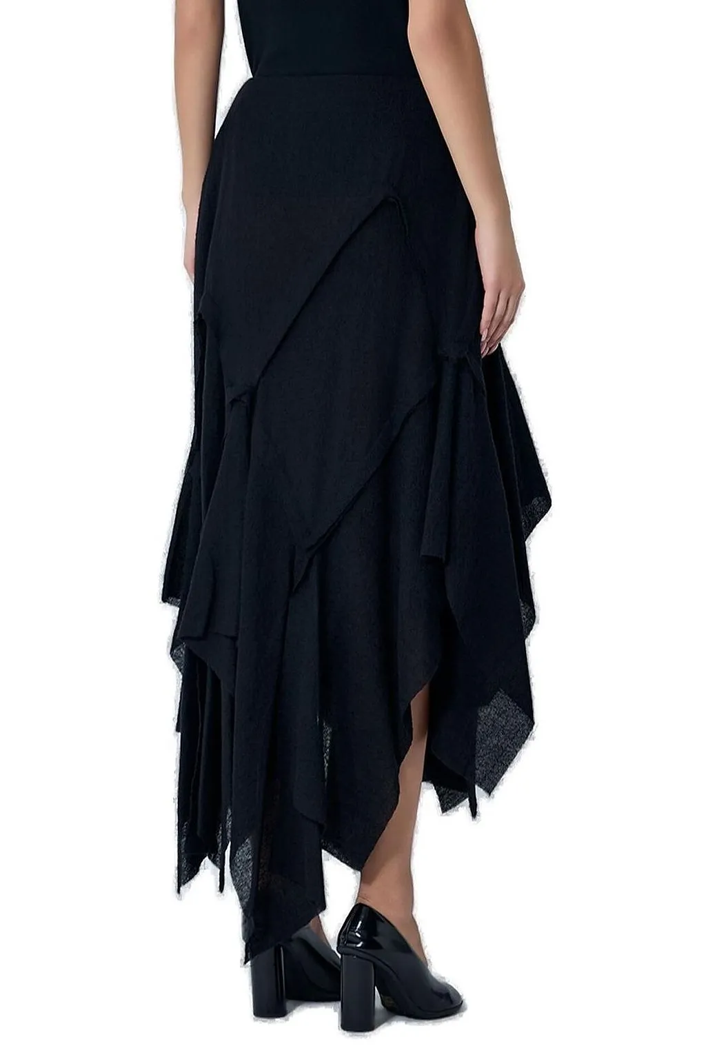 Limi Feu Draped Frilled Midi Skirt
