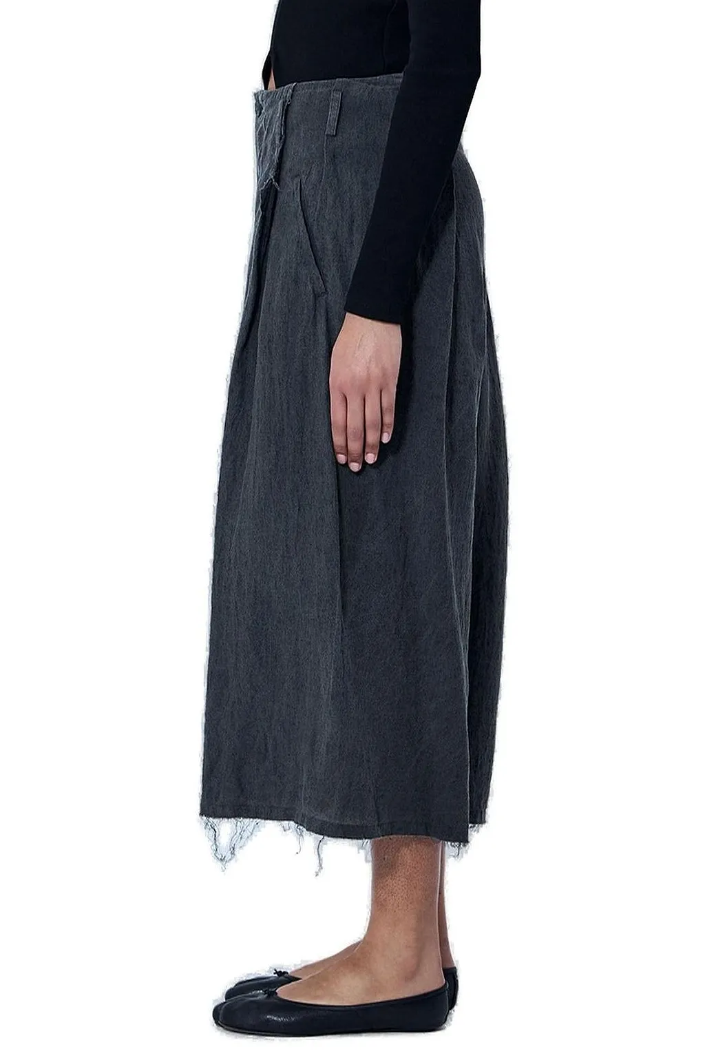 Limi Feu Tuck Wide-Leg Frayed-Hem Pants