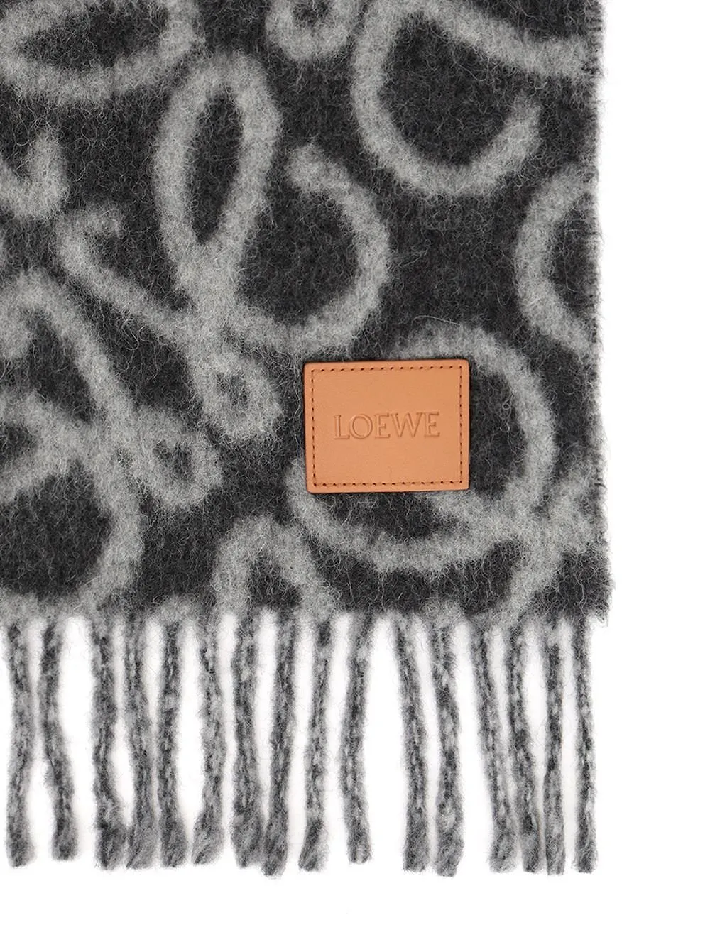 Loewe Anagram Intarsia Fringed Scarf