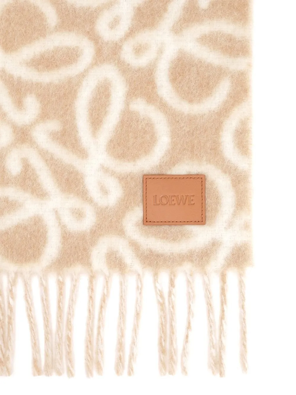 Loewe Anagram Intarsia Fringed Scarf