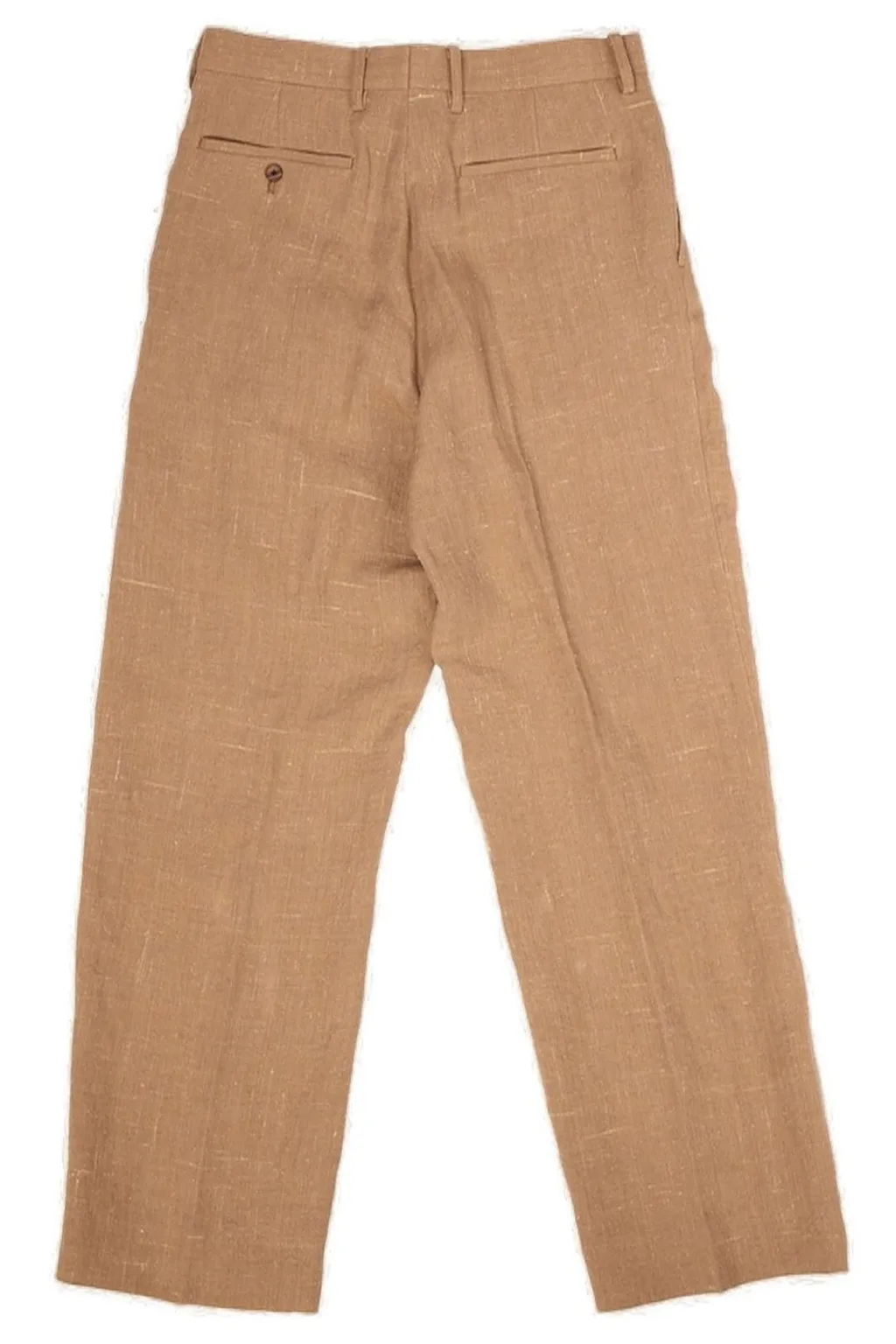 Linen Pleated Straight-Leg Trousers
