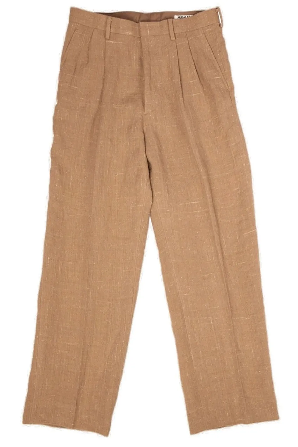 Linen Pleated Straight-Leg Trousers
