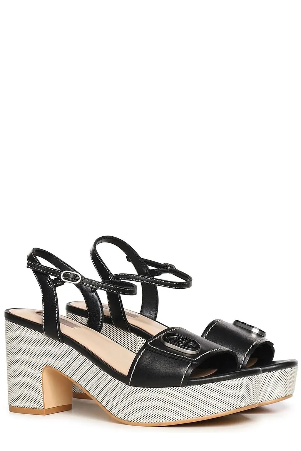 Liu Jo Logo Strap Block Heel Sandals
