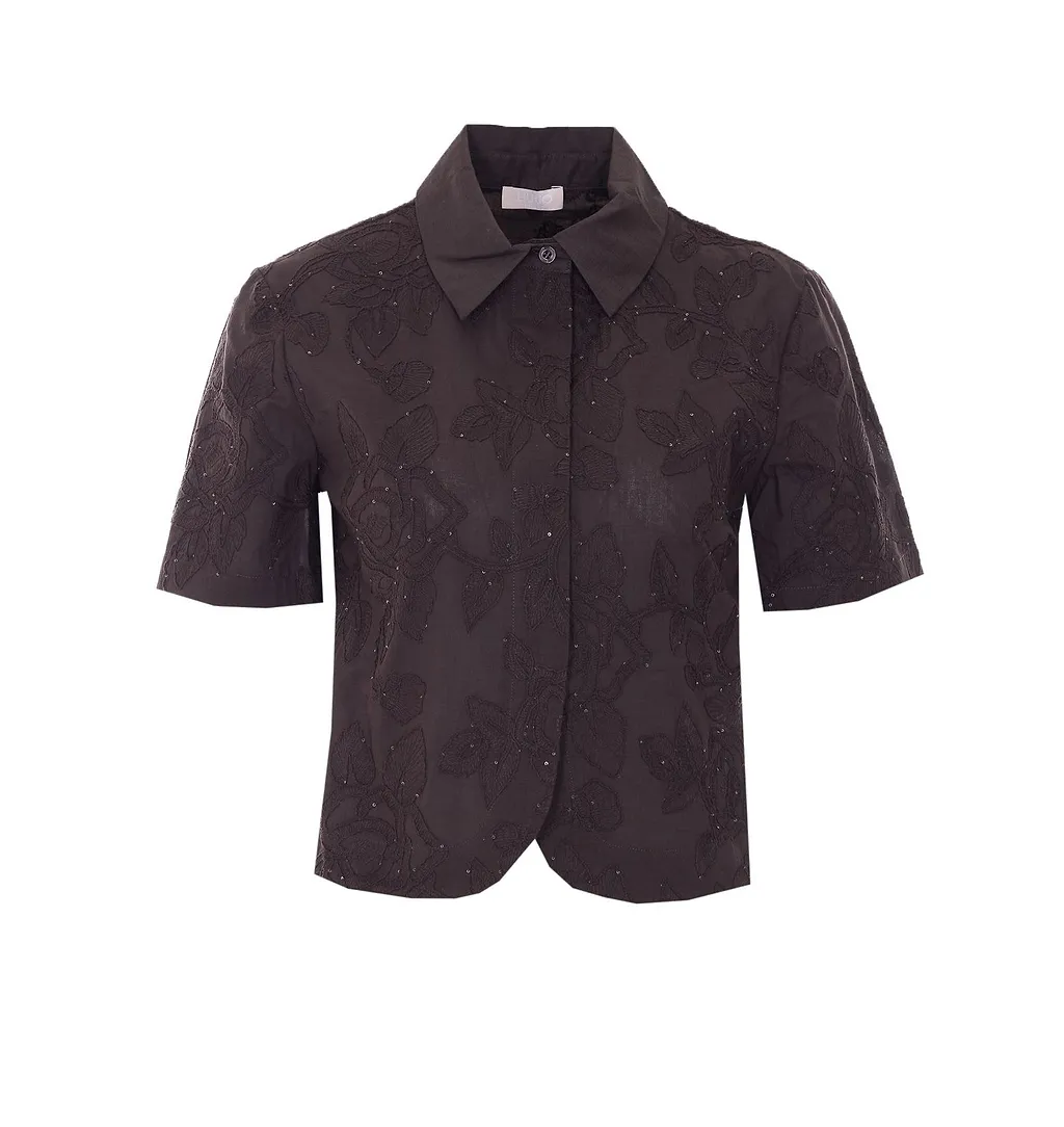 Liu Jo Embroidered Sequin Short-Sleeve Shirt