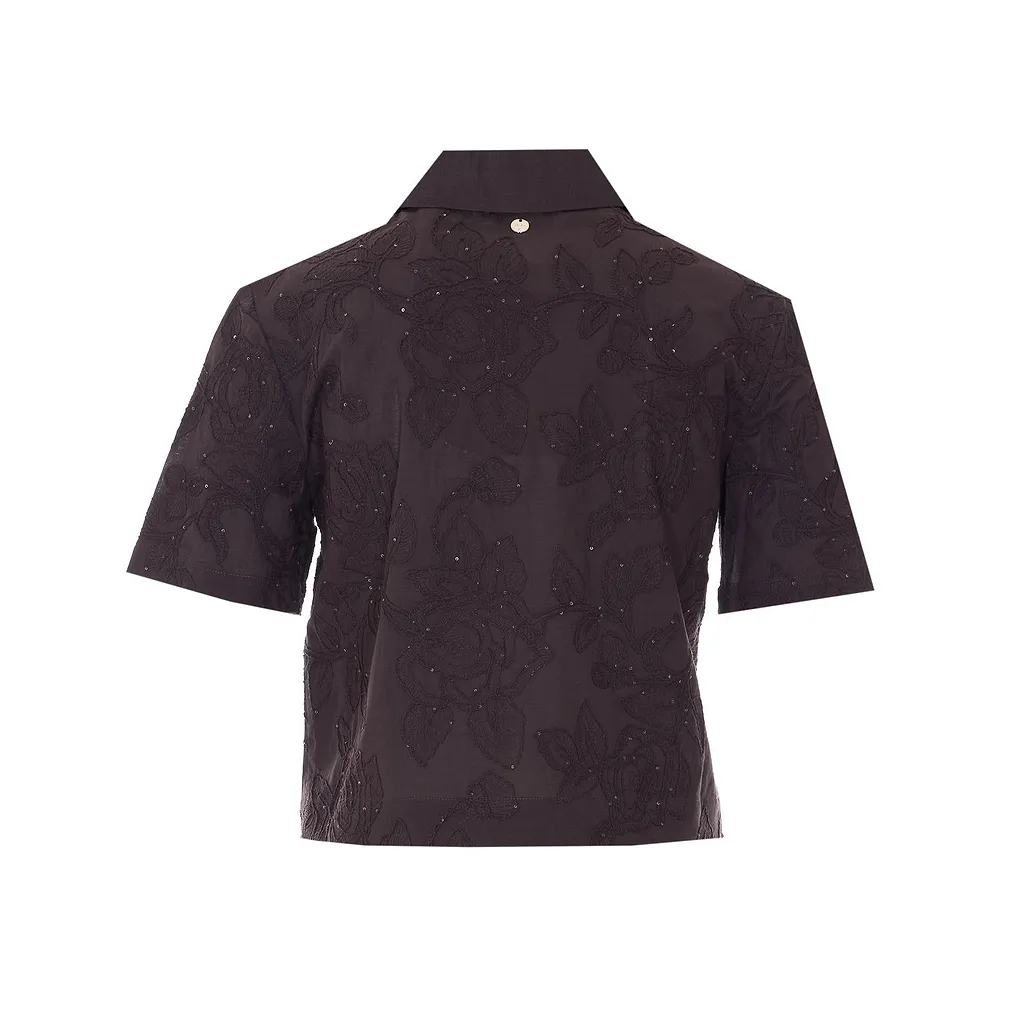 Liu Jo Embroidered Sequin Short-Sleeve Shirt
