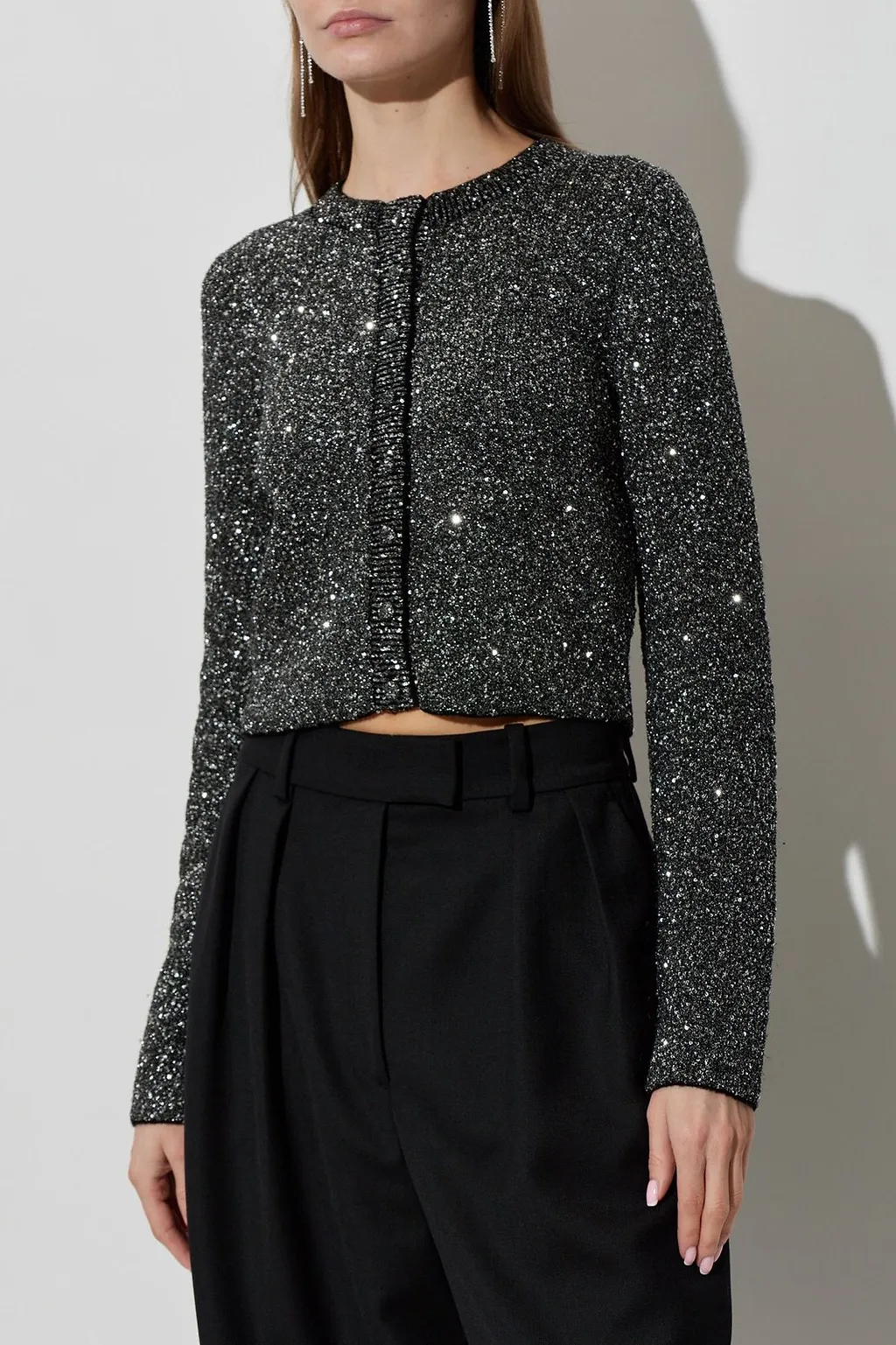 Loveshackfancy Ferra Cropped Sparkle Cardigan