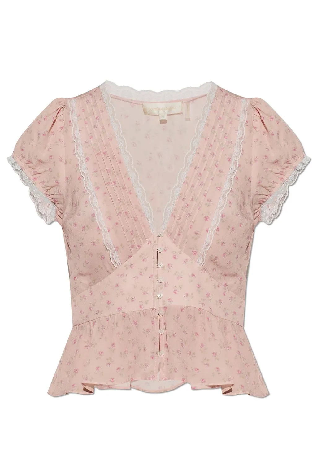 Loveshackfancy Bondy Lace Trim Peplum Top
