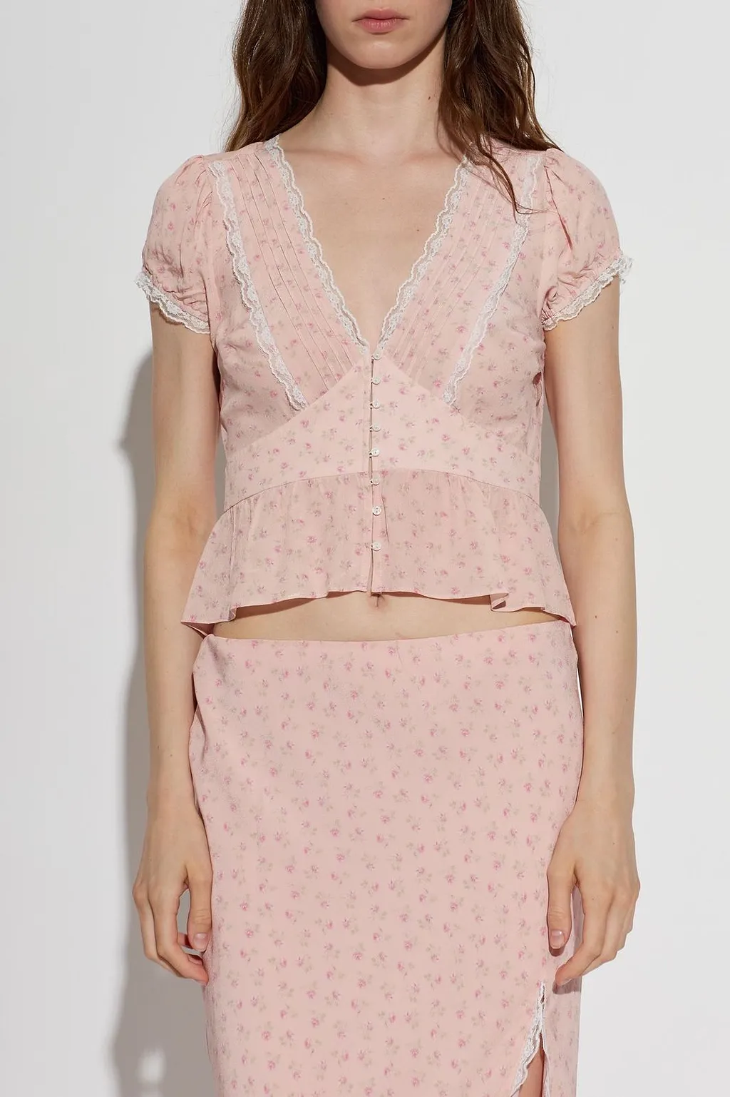 Loveshackfancy Bondy Lace Trim Peplum Top