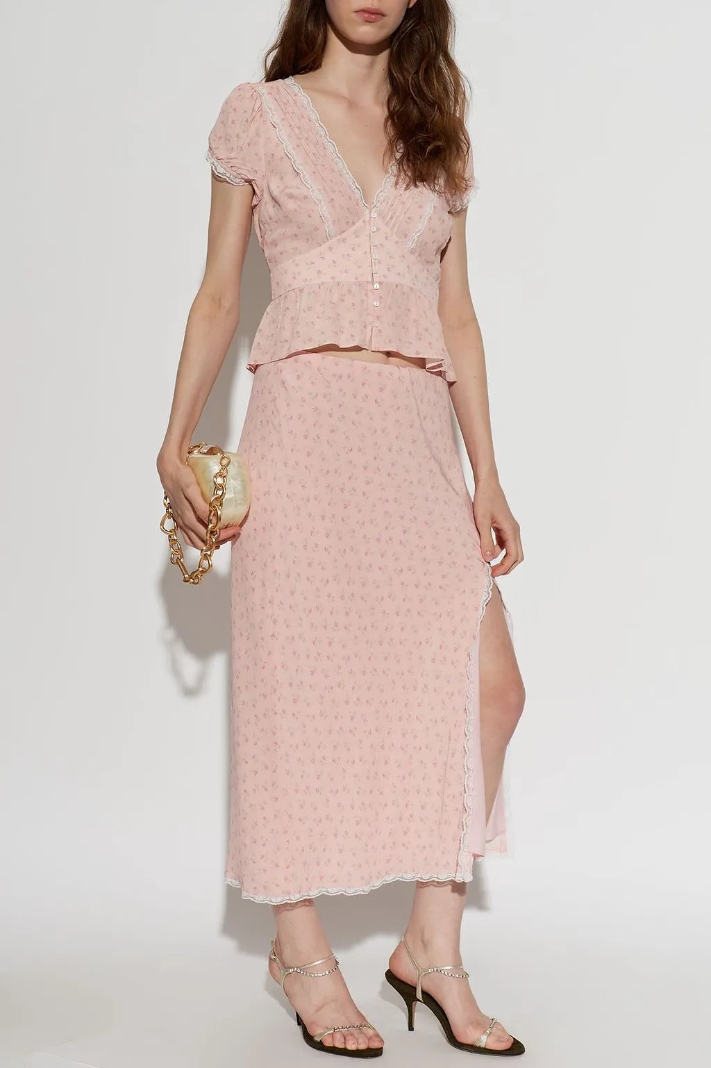 Loveshackfancy Bondy Lace Trim Peplum Top