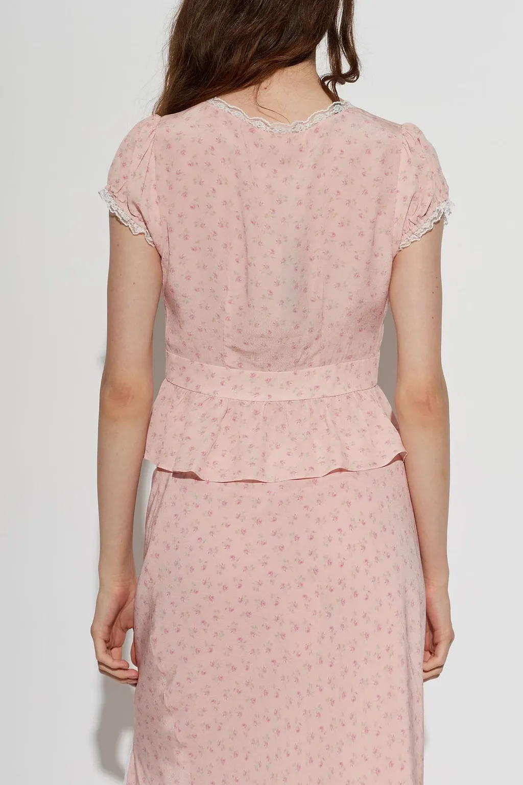 Loveshackfancy Bondy Lace Trim Peplum Top