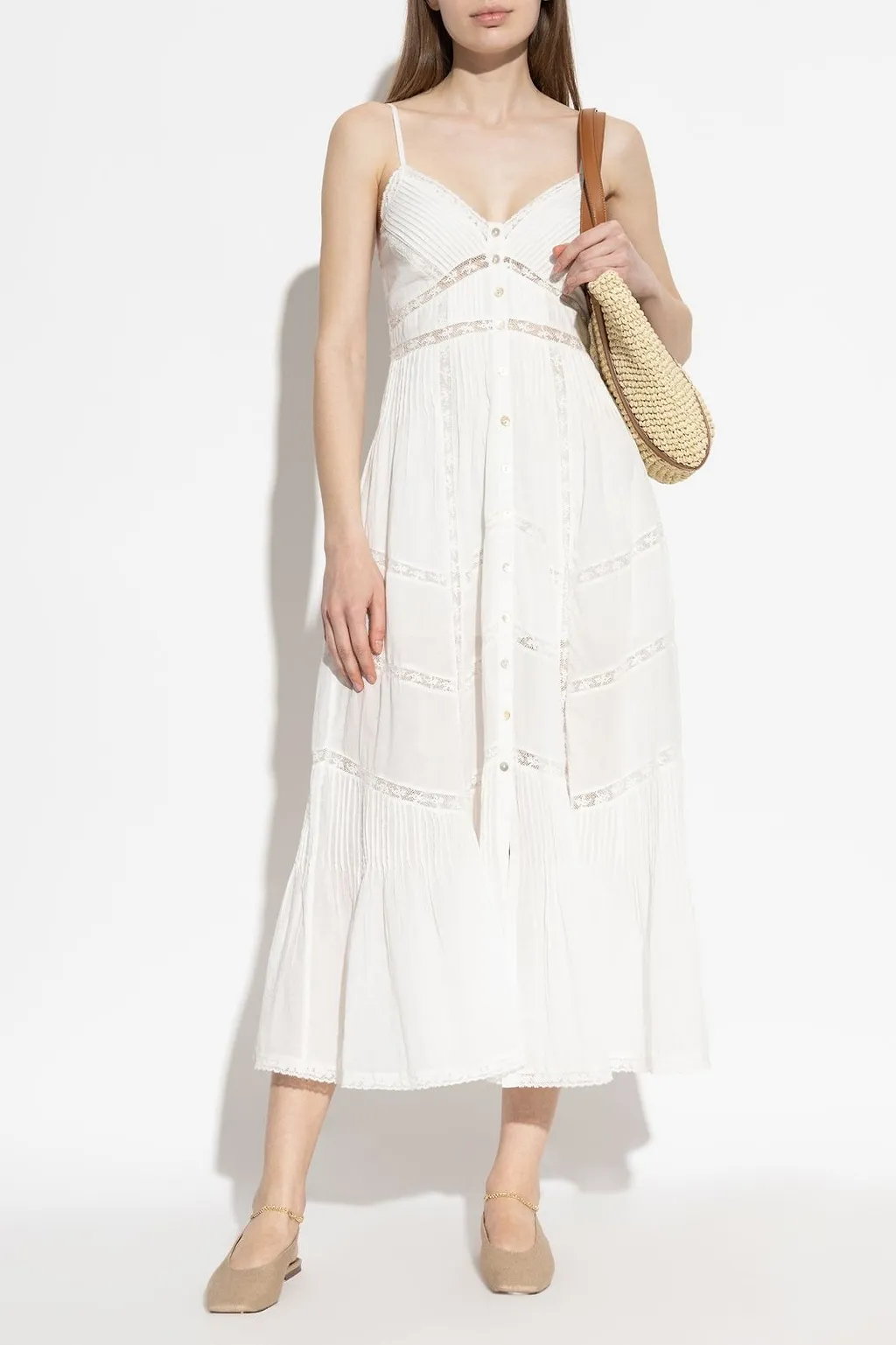 Loveshackfancy Esilda Lace-Trim Midi Dress