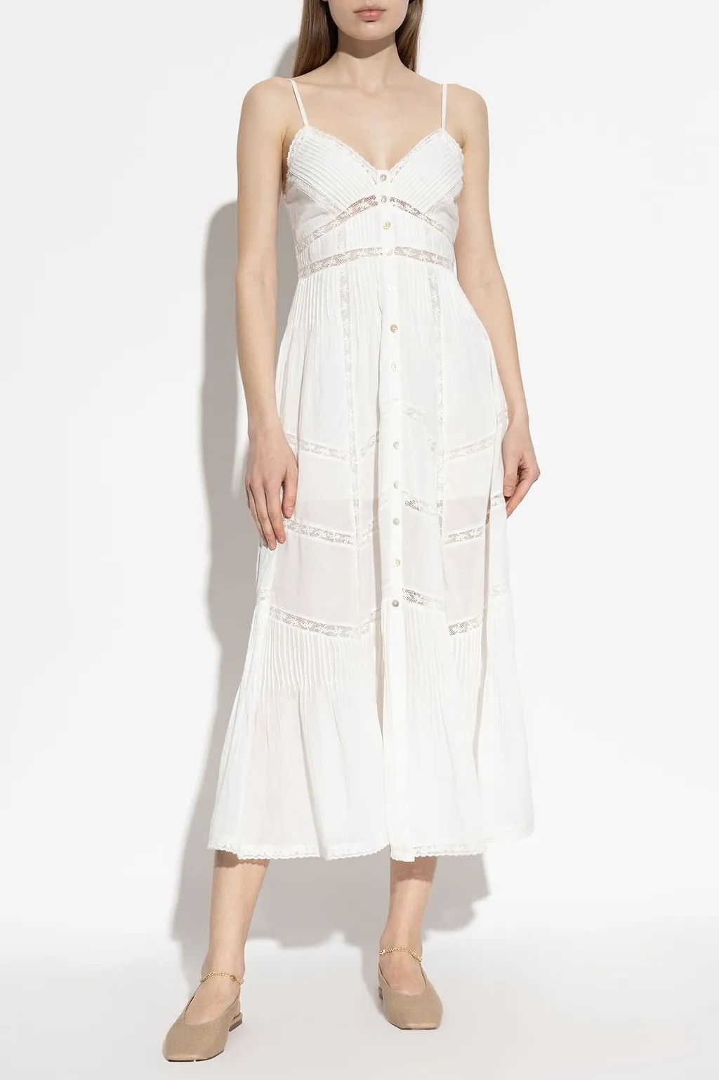 Loveshackfancy Esilda Lace-Trim Midi Dress