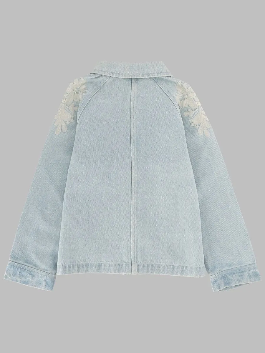 Louise Misha Rafaela Embroidered Denim Jacket