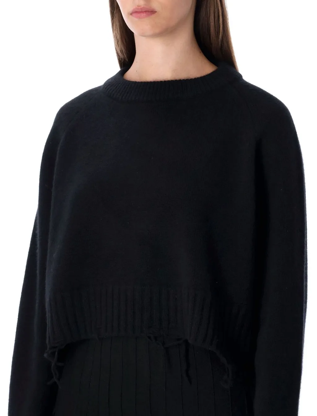 Low Classic Damaged Cropped Knitted Sweater