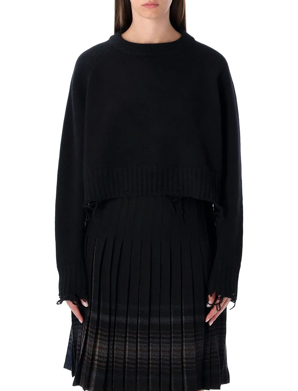 Low Classic Damaged Cropped Knitted Sweater