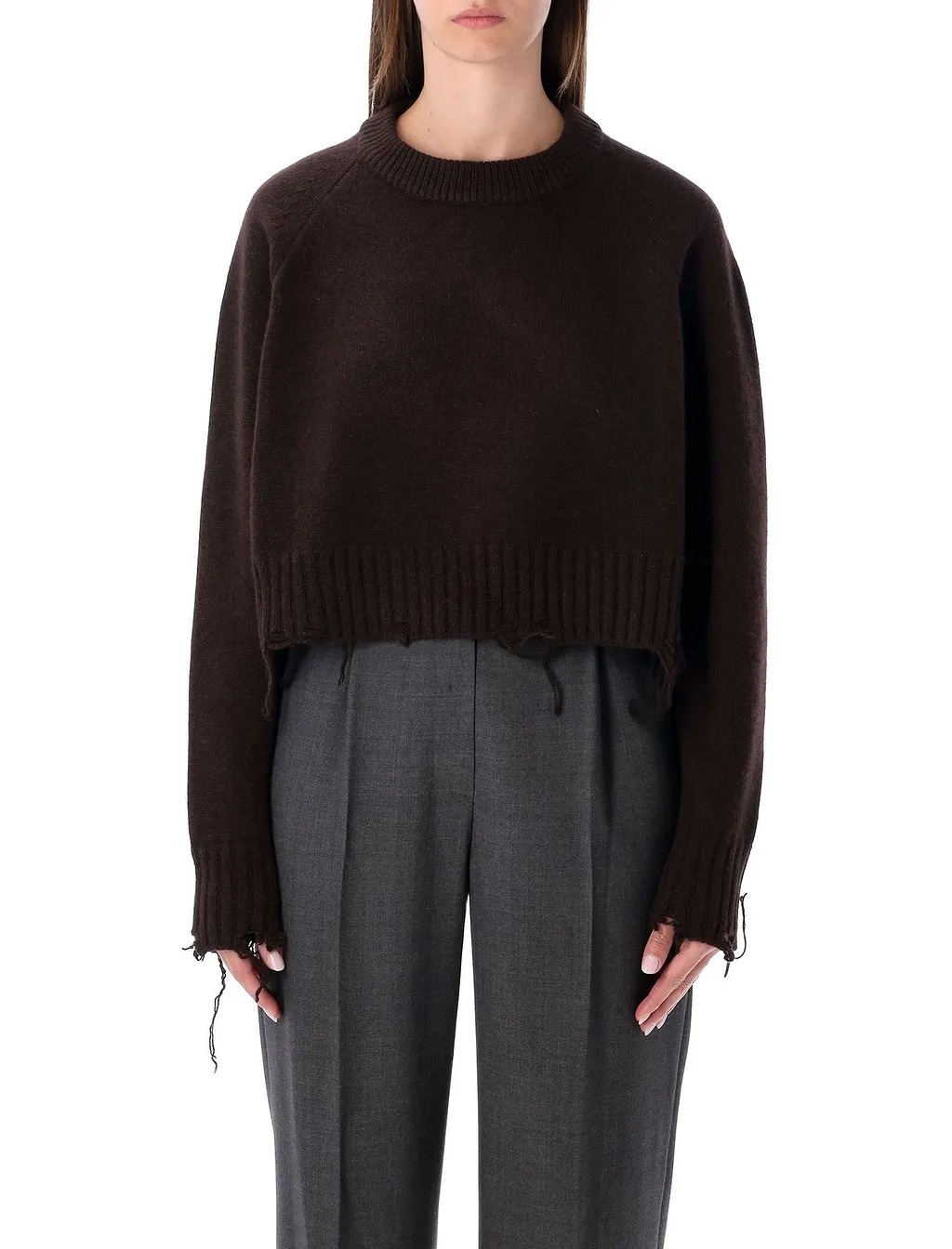 Low Classic Damaged Cropped Knitted Sweater