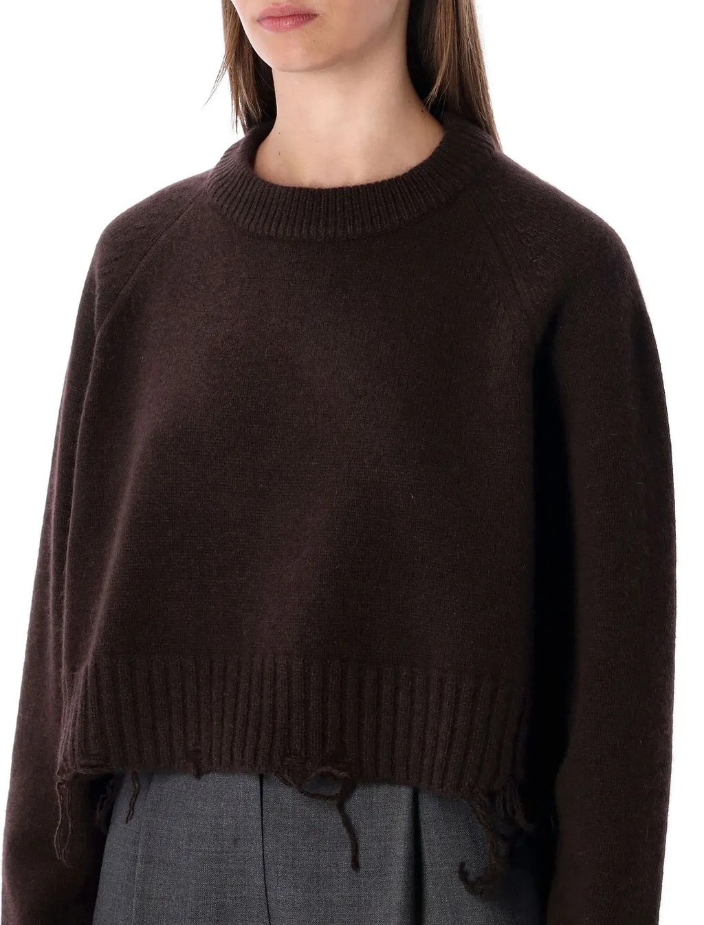 Low Classic Damaged Cropped Knitted Sweater