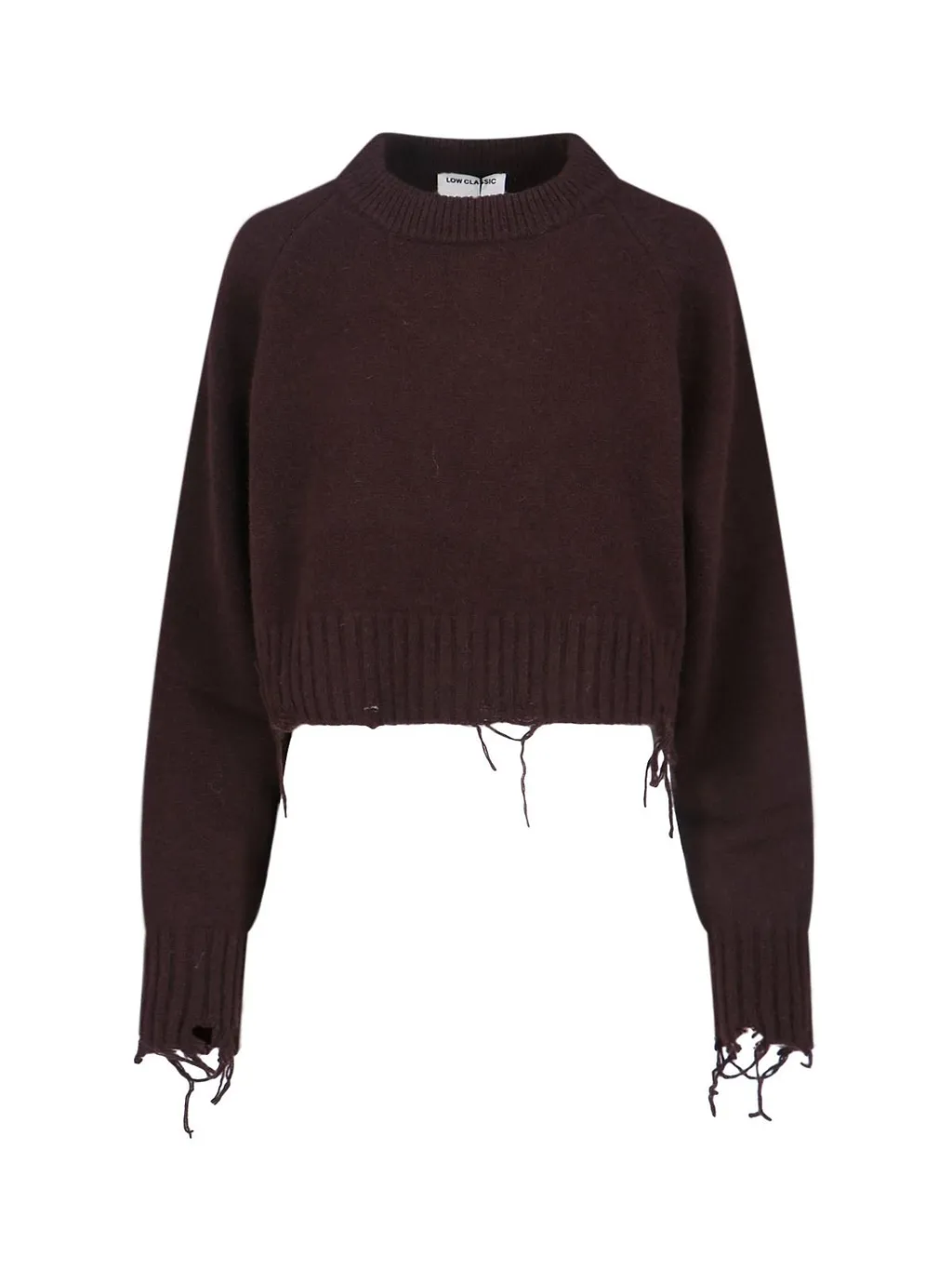 Low Classic Distressed Cropped Pullover